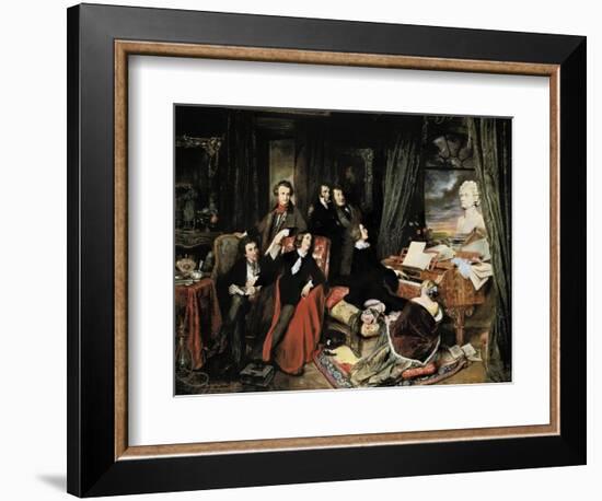 Liszt at the Piano-Josef Danhauser-Framed Premium Giclee Print