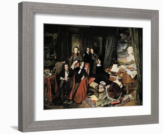 Liszt at the Piano-Josef Danhauser-Framed Art Print