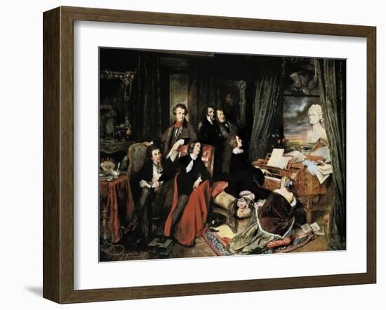 Liszt at the Piano-Josef Danhauser-Framed Art Print