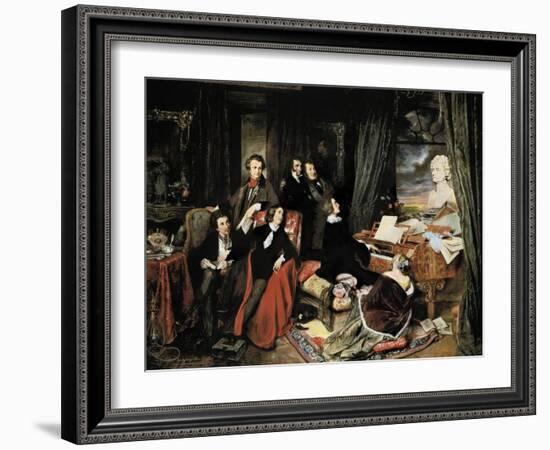 Liszt at the Piano-Josef Danhauser-Framed Art Print