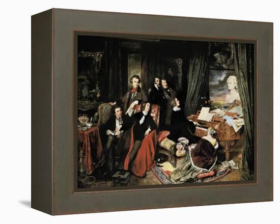 Liszt at the Piano-Josef Danhauser-Framed Stretched Canvas