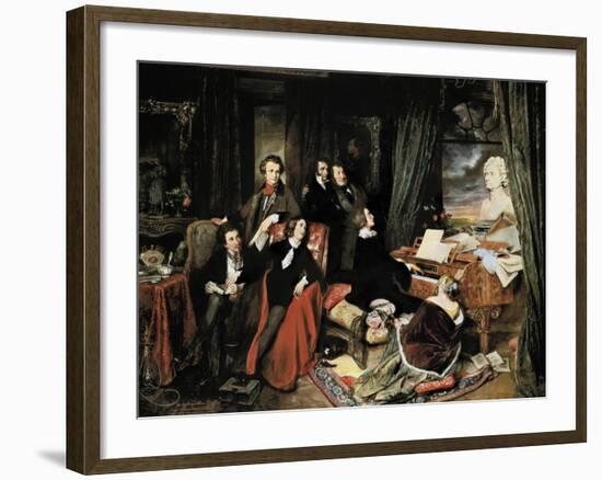 Liszt at the Piano-Josef Danhauser-Framed Art Print