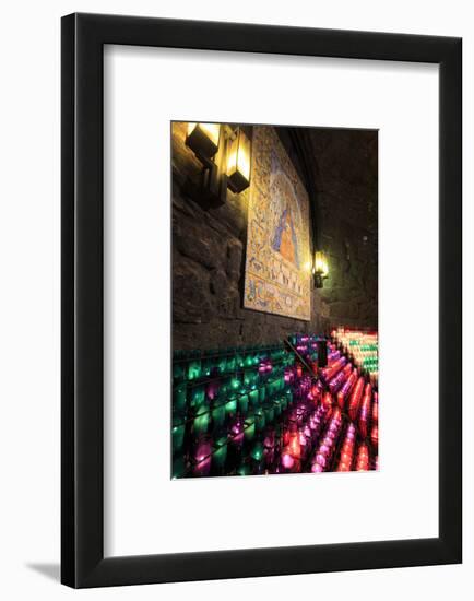 Lit Candles Within a Small Grotto, Benedictine Monastery, Barcelona, Spain-Paul Dymond-Framed Photographic Print