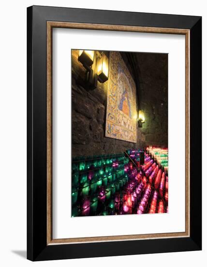 Lit Candles Within a Small Grotto, Benedictine Monastery, Barcelona, Spain-Paul Dymond-Framed Photographic Print