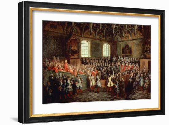 Lit De Justice - Réunion Du Parlement De Paris Le 22 Février 1723-Nicolas Lancret-Framed Giclee Print