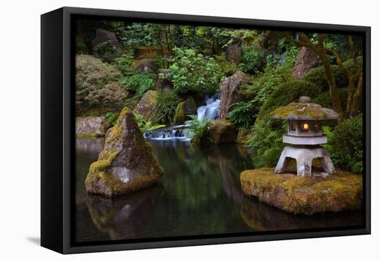 Lit Pagoda, Portland Japanese Garden, Portland, Oregon, USA, Pr-Michel Hersen-Framed Premier Image Canvas