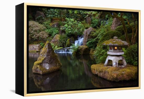 Lit Pagoda, Portland Japanese Garden, Portland, Oregon, USA, Pr-Michel Hersen-Framed Premier Image Canvas