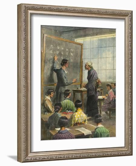 Literacy in Japan-Achille Beltrame-Framed Art Print