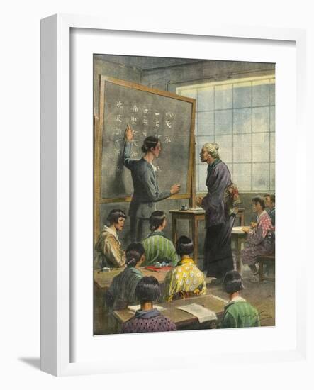 Literacy in Japan-Achille Beltrame-Framed Art Print