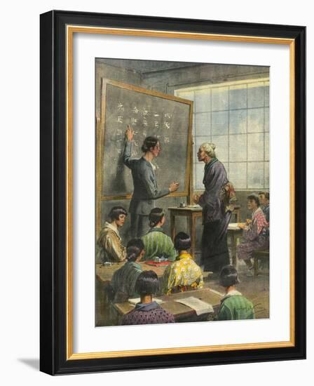 Literacy in Japan-Achille Beltrame-Framed Art Print