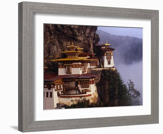 Literally Meaning Tiger's Nest, Taktsang, Built around Cave in Which Guru Padmasambava Meditated-Paul Harris-Framed Photographic Print