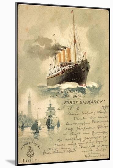 Litho Schnelldampfer Fürst Bismarck, Hapag, 1898-null-Mounted Giclee Print