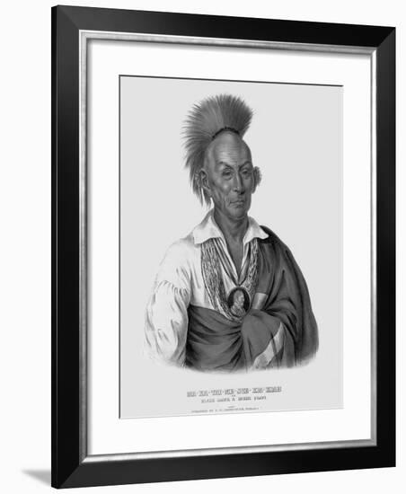 Lithograph after Makataimeshekiakiah, or Black Hawk-Charles Bird King-Framed Giclee Print