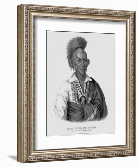 Lithograph after Makataimeshekiakiah, or Black Hawk-Charles Bird King-Framed Giclee Print