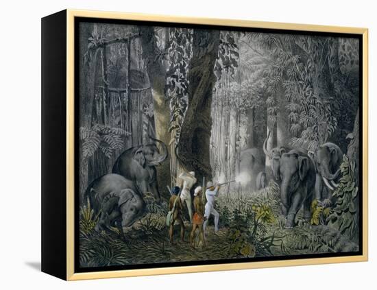 Lithograph of an Elephant Hunt After Graf Andrasy-Stapleton Collection-Framed Premier Image Canvas