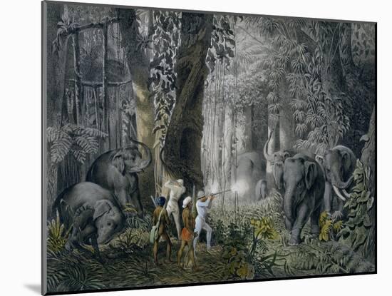 Lithograph of an Elephant Hunt After Graf Andrasy-Stapleton Collection-Mounted Giclee Print