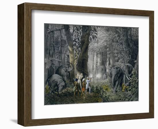 Lithograph of an Elephant Hunt After Graf Andrasy-Stapleton Collection-Framed Giclee Print