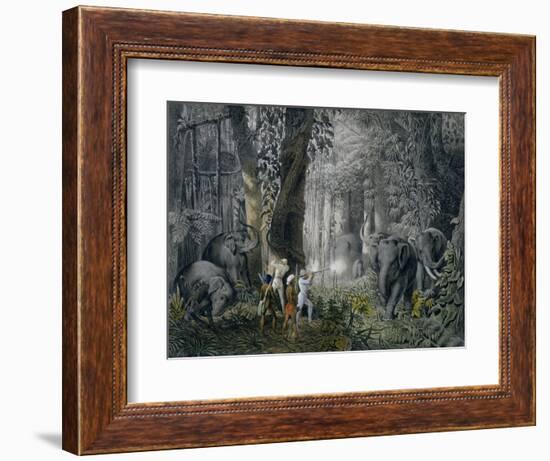 Lithograph of an Elephant Hunt After Graf Andrasy-Stapleton Collection-Framed Giclee Print