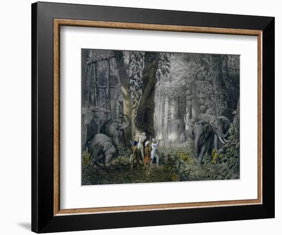 Lithograph of an Elephant Hunt After Graf Andrasy-Stapleton Collection-Framed Giclee Print