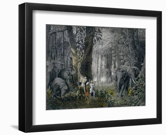 Lithograph of an Elephant Hunt After Graf Andrasy-Stapleton Collection-Framed Giclee Print