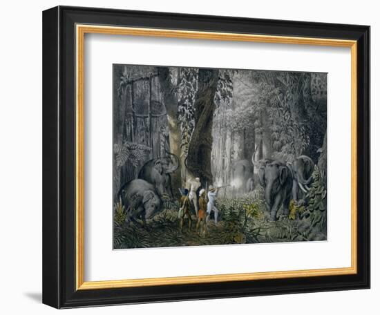 Lithograph of an Elephant Hunt After Graf Andrasy-Stapleton Collection-Framed Giclee Print