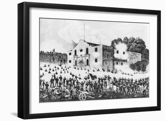 Lithograph of the Siege of the Alamo-null-Framed Giclee Print