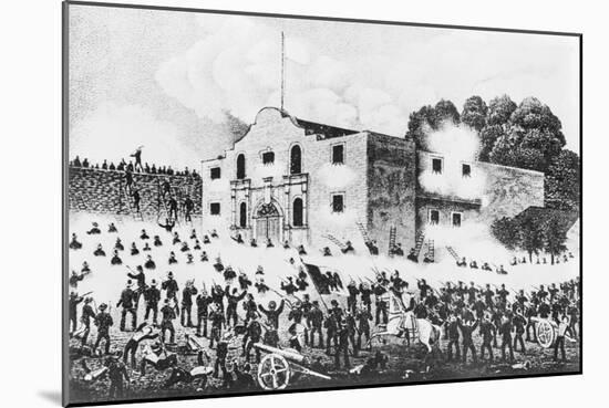 Lithograph of the Siege of the Alamo-null-Mounted Giclee Print