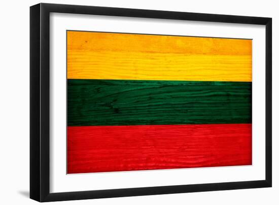 Lithuania Flag Design with Wood Patterning - Flags of the World Series-Philippe Hugonnard-Framed Art Print