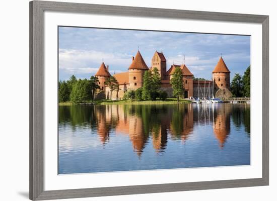 Lithuania, Vilnius. Trakai Castle reflected Galve lake in Lithuania.-Miva Stock-Framed Photographic Print