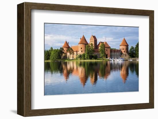 Lithuania, Vilnius. Trakai Castle reflected Galve lake in Lithuania.-Miva Stock-Framed Photographic Print