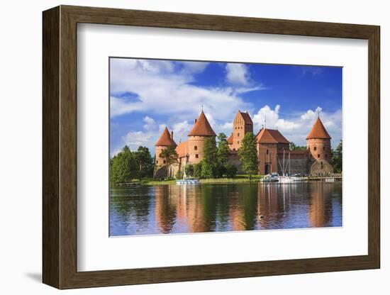 Lithuania, Vilnius. Trakai Castle reflected in Galve lake-Miva Stock-Framed Photographic Print
