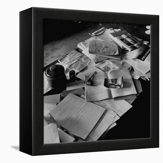 Littered Desk in Study Belonging to Albert Einstein-Ralph Morse-Framed Premier Image Canvas