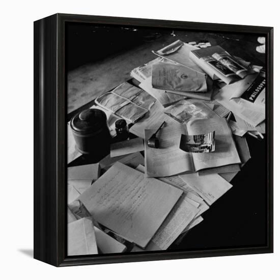 Littered Desk in Study Belonging to Albert Einstein-Ralph Morse-Framed Premier Image Canvas