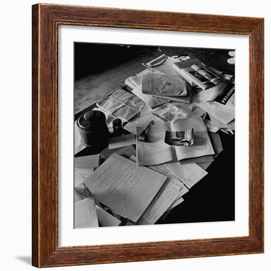 Littered Desk in Study Belonging to Albert Einstein-Ralph Morse-Framed Photographic Print