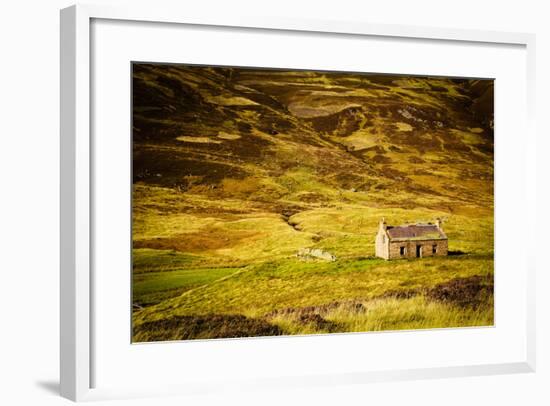 Little Abandoned Stone House in a Middle of a Mountain in the Cairngorms, Scotland, Uk.-pink candy-Framed Photographic Print