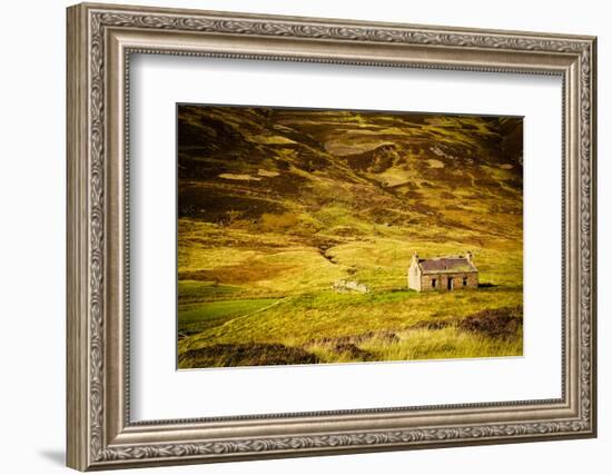 Little Abandoned Stone House in a Middle of a Mountain in the Cairngorms, Scotland, Uk.-pink candy-Framed Photographic Print