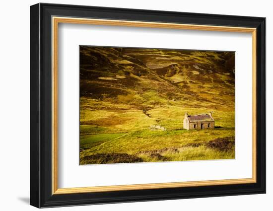 Little Abandoned Stone House in a Middle of a Mountain in the Cairngorms, Scotland, Uk.-pink candy-Framed Photographic Print