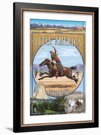 Little America, Wyoming - Montage-Lantern Press-Framed Art Print