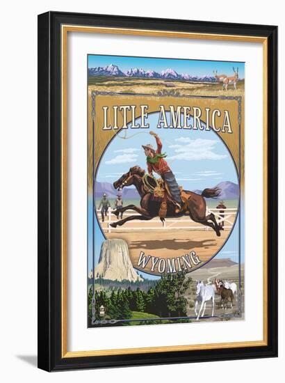 Little America, Wyoming - Montage-Lantern Press-Framed Art Print