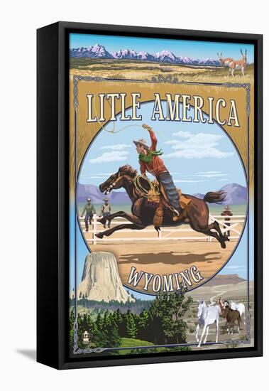 Little America, Wyoming - Montage-Lantern Press-Framed Stretched Canvas