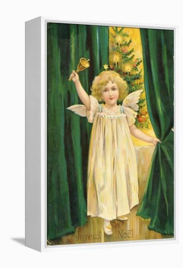 Little Angel with a Little Bell Summons Us to Come to the Christmas Tree-null-Framed Stretched Canvas