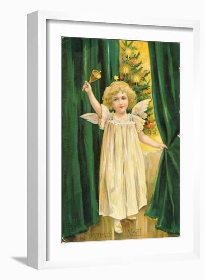 Little Angel with a Little Bell Summons Us to Come to the Christmas Tree-null-Framed Art Print