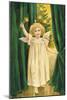 Little Angel with a Little Bell Summons Us to Come to the Christmas Tree-null-Mounted Art Print