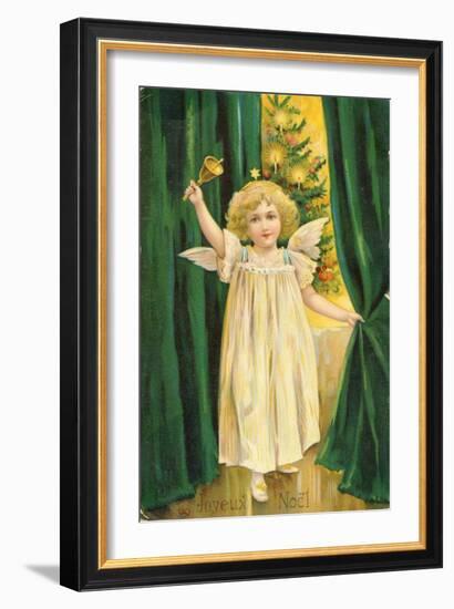 Little Angel with a Little Bell Summons Us to Come to the Christmas Tree-null-Framed Art Print