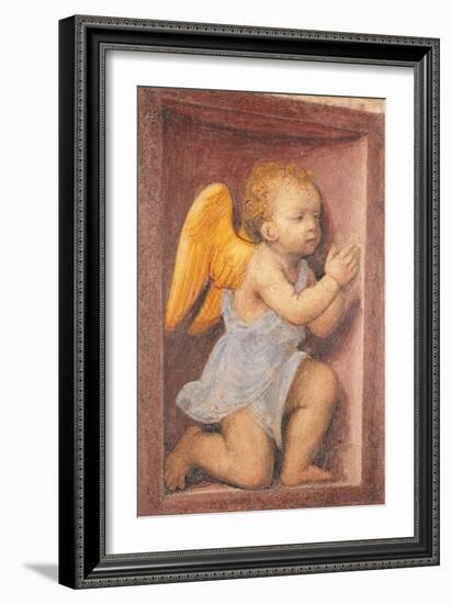 Little angel worshipping-Bernardino Luini-Framed Art Print