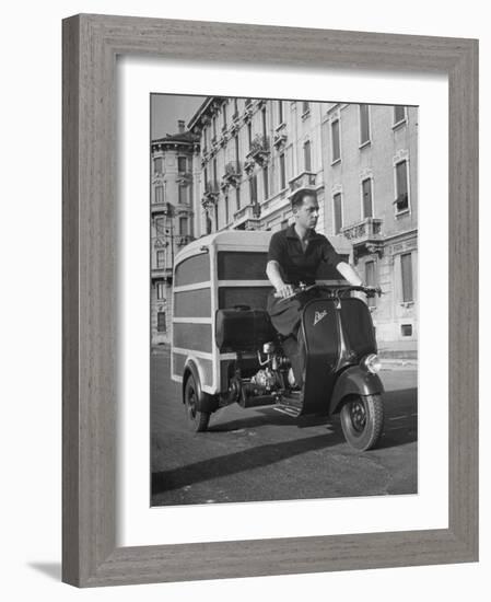 Little "Ape" Delivery Scooter Making Light Delivery-Dmitri Kessel-Framed Photographic Print