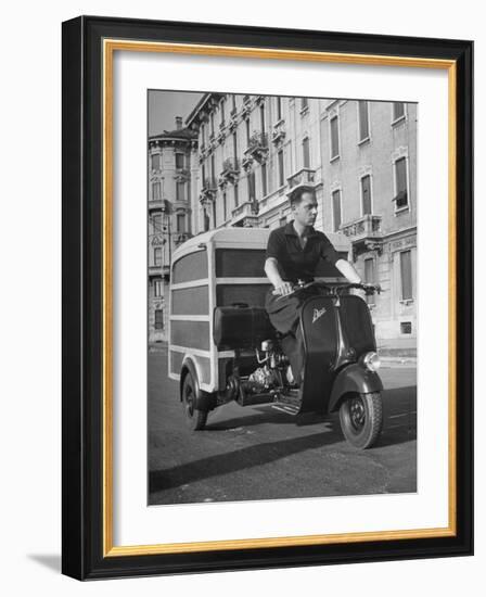 Little "Ape" Delivery Scooter Making Light Delivery-Dmitri Kessel-Framed Photographic Print