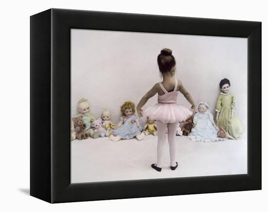 Little Ballerina in Pink with Dolls-Nora Hernandez-Framed Premier Image Canvas