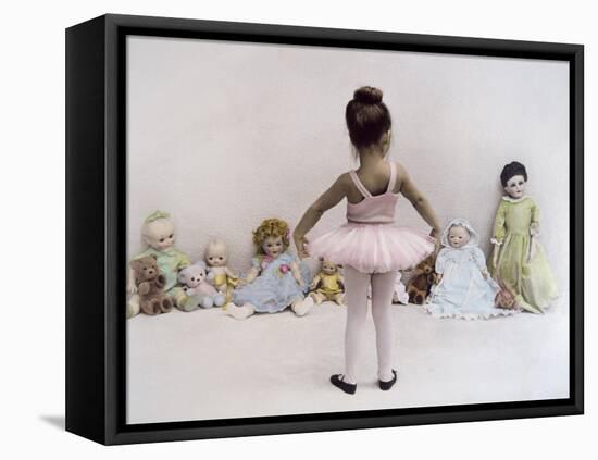 Little Ballerina in Pink with Dolls-Nora Hernandez-Framed Premier Image Canvas