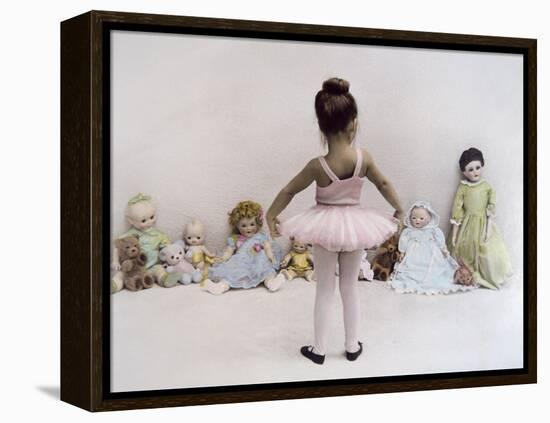 Little Ballerina in Pink with Dolls-Nora Hernandez-Framed Premier Image Canvas